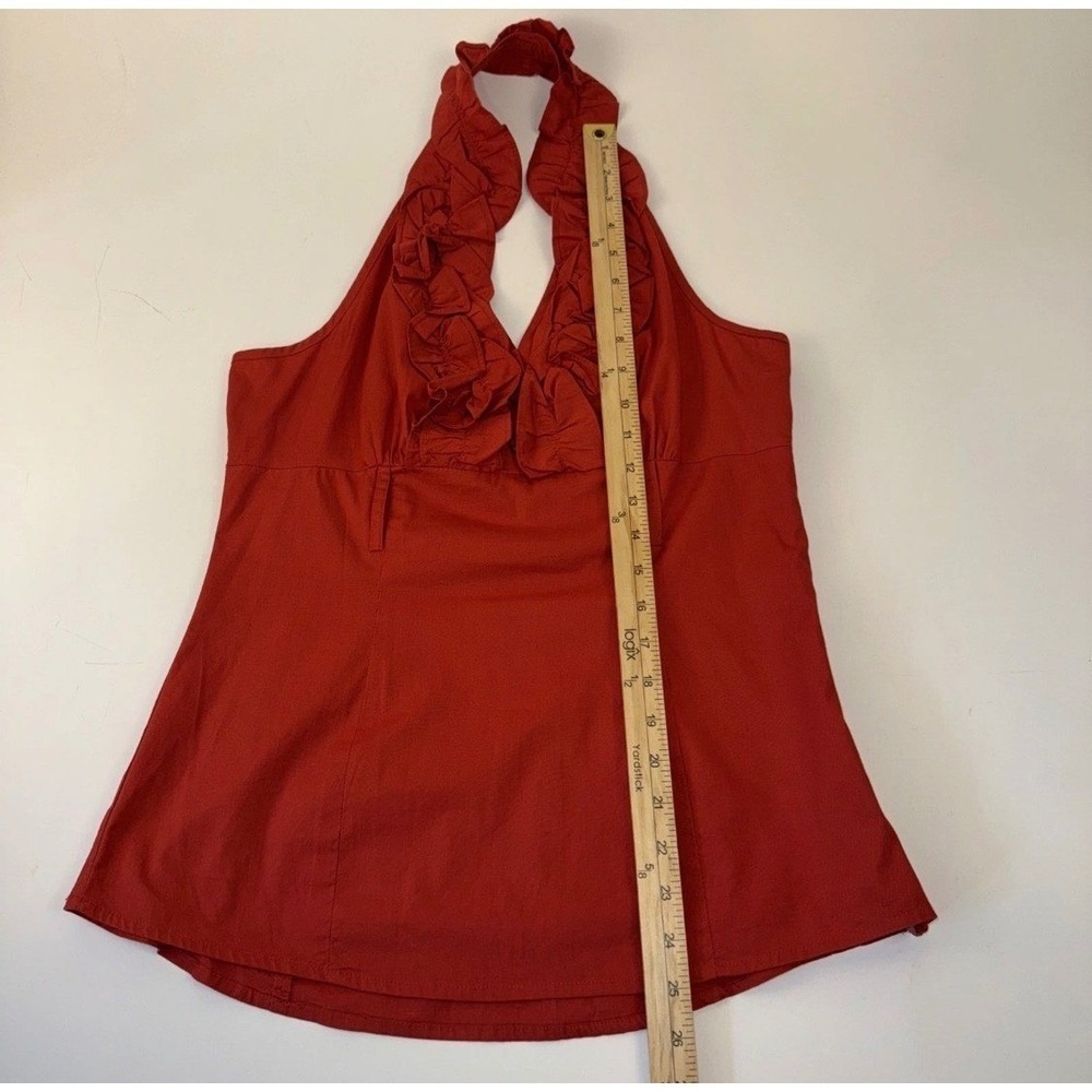 HeartSoul Halter Top Women Large Red Ruffle Neck Cotton Spandex Chic Blouse Boho - Picture 8 of 14